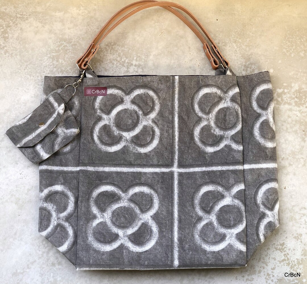 Tote Bag With Detachable Leather Straps/tote Bag Con Asas De Etsy