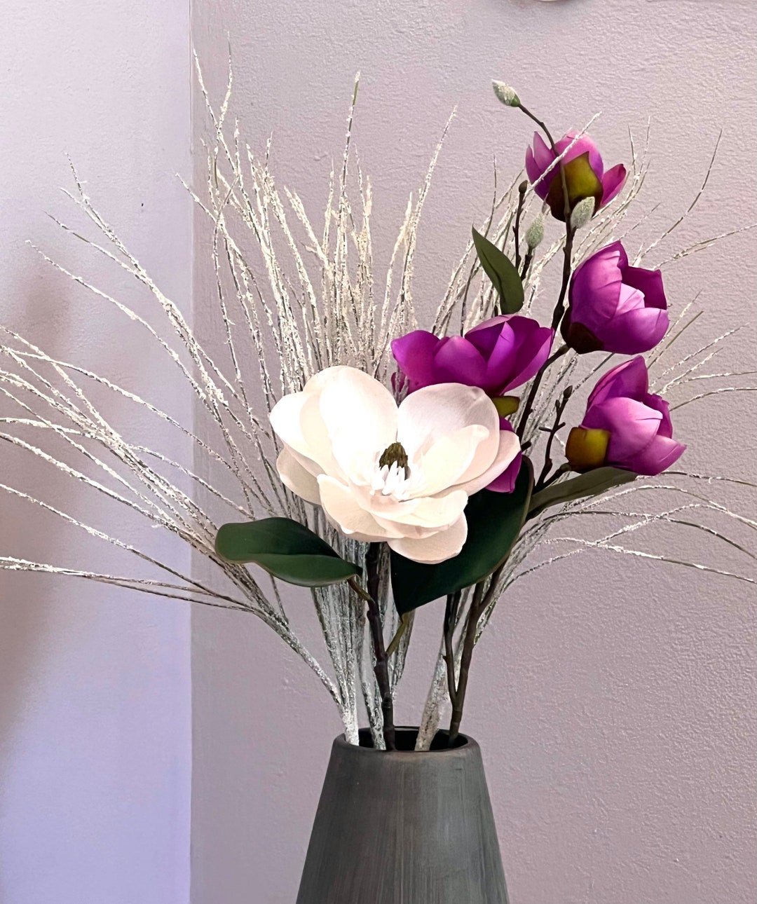Floor Vase Artificial Flowers Arrangement Etsy