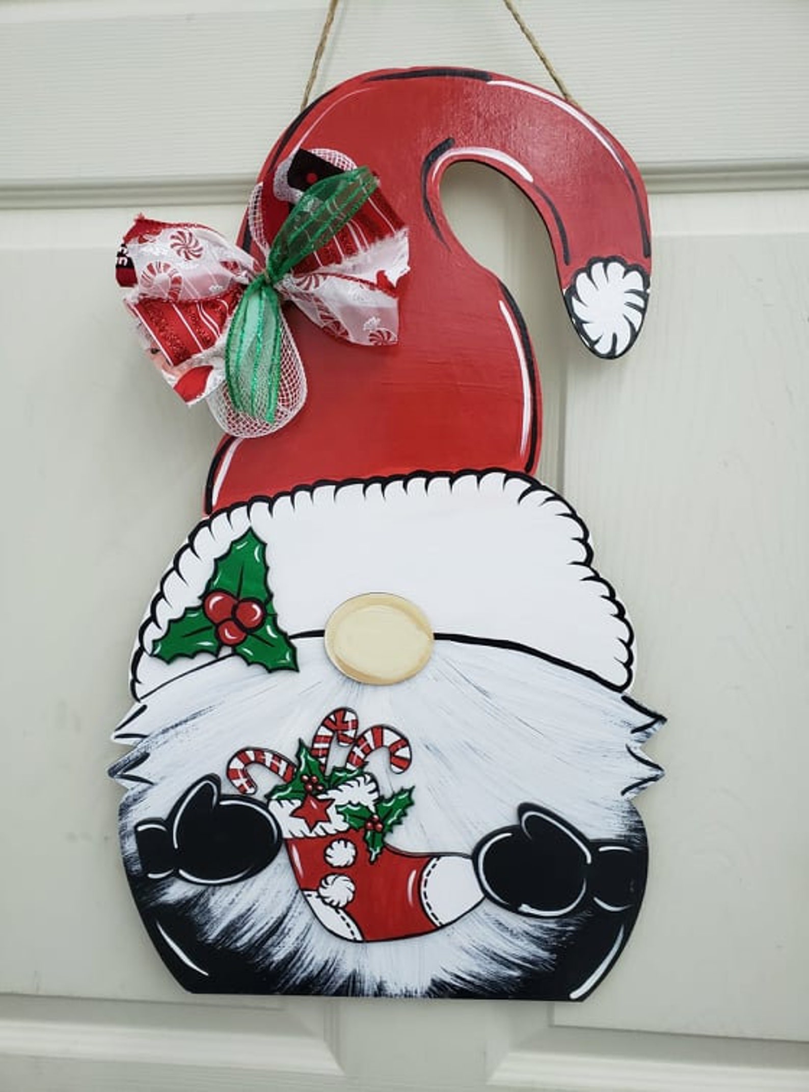 Santa Gnome Christmas Door Hanger Door decor Etsy