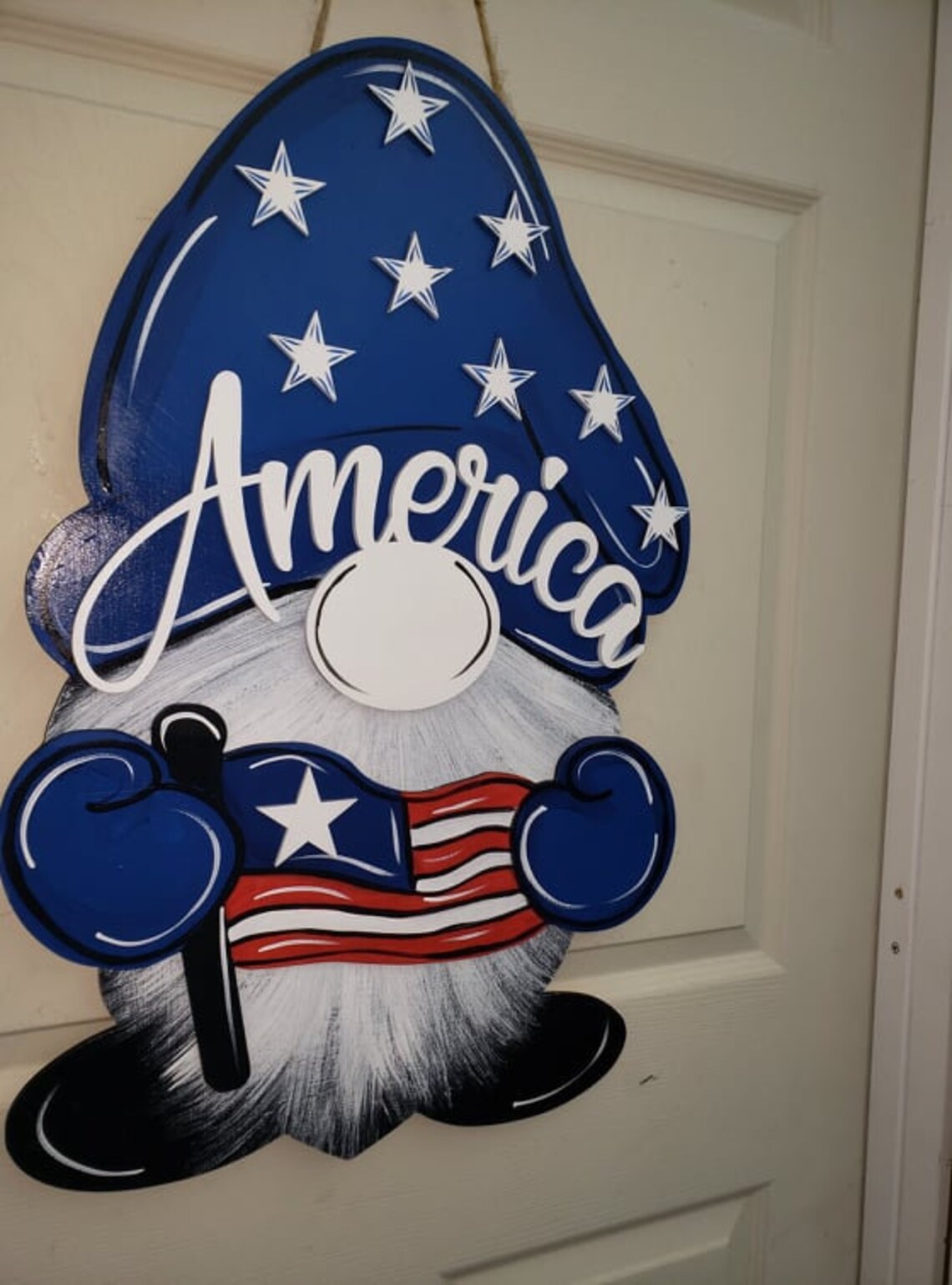 America gnome flag patriotic red white blue door hanger  etsy