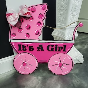 Baby Carriage, Its a Girl, Its a Boy, Door Hanger, Baby Shower, Hospital Sign, Personalize,
