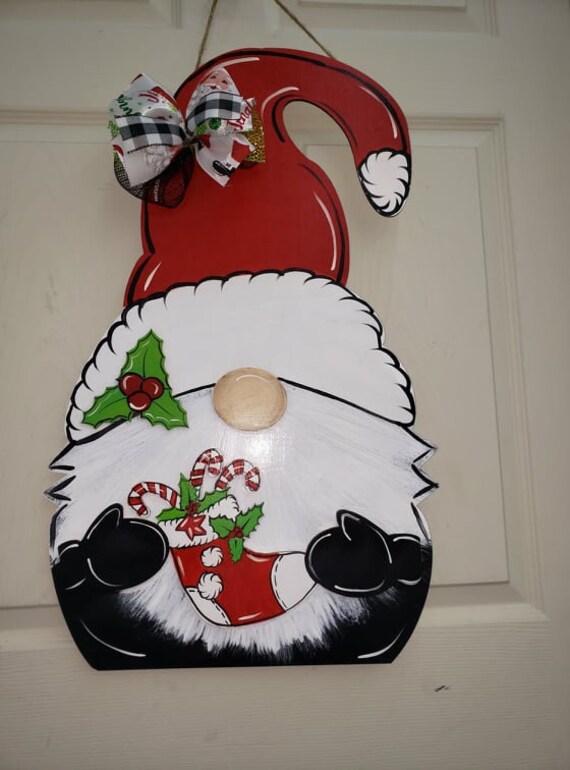 Santa Gnome Christmas Door Hanger Door decor Etsy