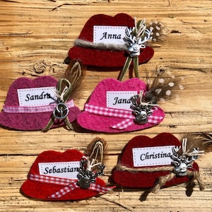 Namensschild, Trachtenbrosche, Filzbrosche, zünftig mit Wunschbeschriftung, , Anstecker, Gästebrosche, Gastgeschenk, Wiesn give away Bild 3