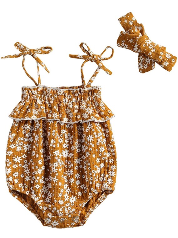 Boho Baby Boho Baby Girl Summer Boho Flower Romper With Etsy