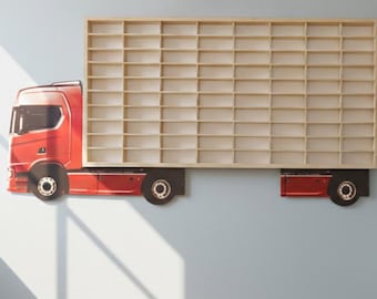 Regal für 80 Stück mit Rädern .shelf for Hot Wheels toy cars ,Wooden Toy Car Shelf – 80 Slots – – Personalized Gift for Kids