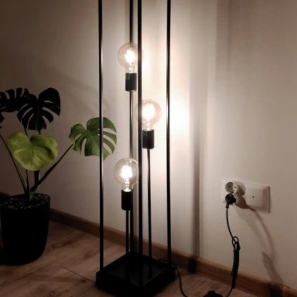 Lampadaire Loft à 3 ampoules, noir/Stehlampe im Loft-Stil
