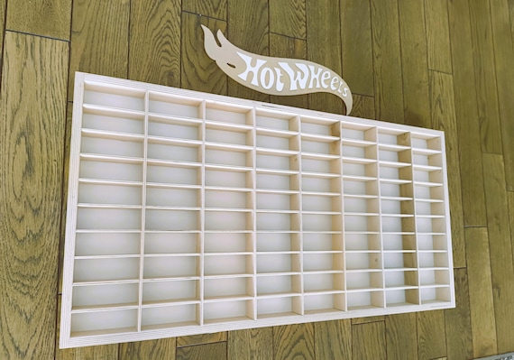Rangement pour voitures miniatures 80 compartiments, étagère, garage pour Hot Wheels, étagère en bois personnalisée pour voitures miniatures – 80