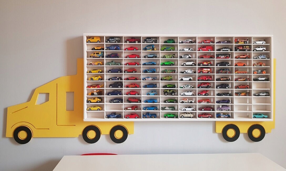 Edsnor Boîte Rangement Voiture Jouet - Garage 3 Étages Avec Tapis De Jeu | Idéal Voyage Enfants | Storage Pratique