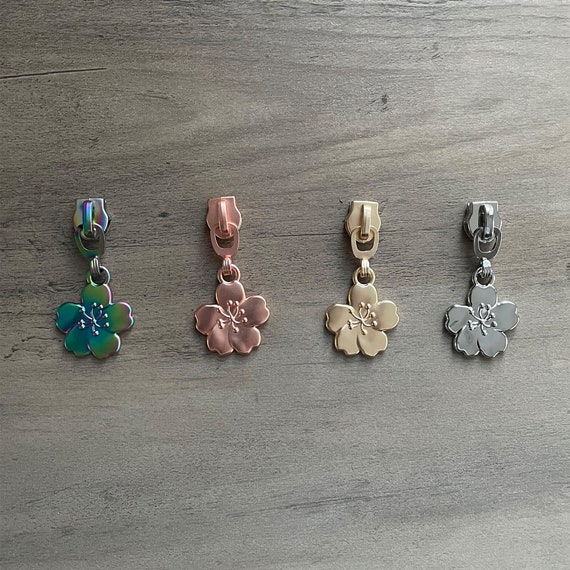 Four #5 Flower Zipper Pulls Rose Gold Four #5 Flower Zipper Pulls Rose Gold