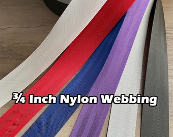 3/4 Inch Nylon Seat Belt Webbing By the yard - Solid Colors