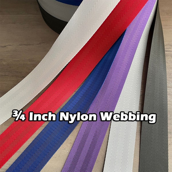 3/4 Inch Nylon Seat Belt Webbing By the yard - Solid Colors