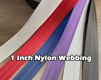 1 Inch Nylon Seat Belt Webbing By the yard - Solid Colors