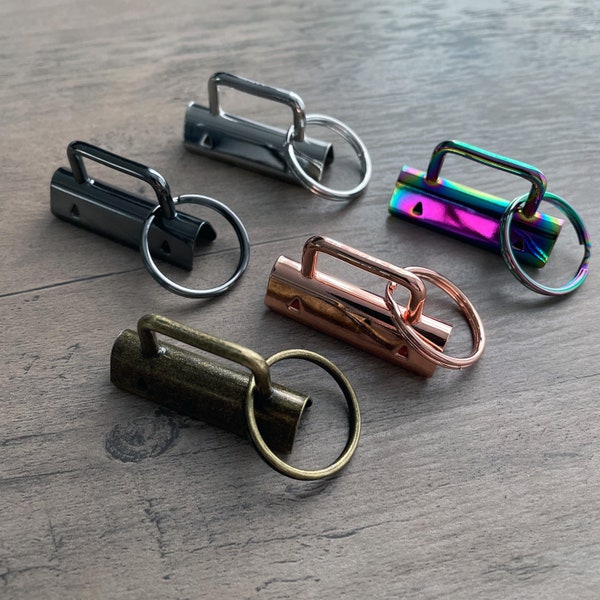 Key Fob Hardware with Key Rings Sets - 1.5 Inch  (5 pcs)