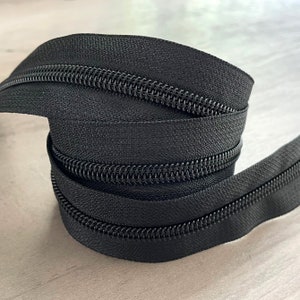 Matte Black tape Nylon zipper by the yard size #5
