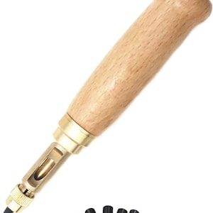 Adjustable Japanese Screw Hole Punch: Brass & Wood, 6 Tips