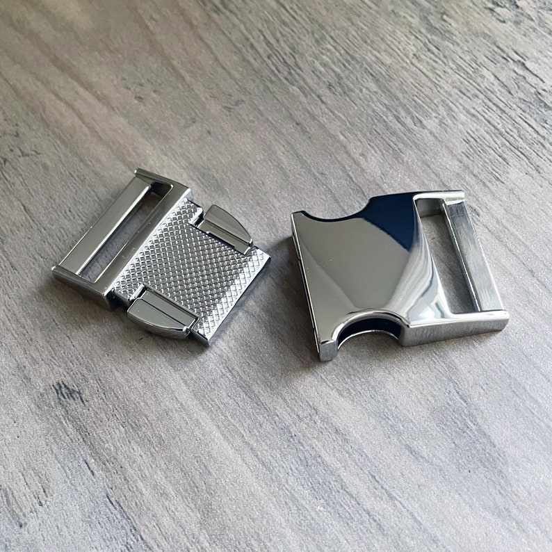 Metal Side Release Buckle 1 inch Pack of 2 Silver