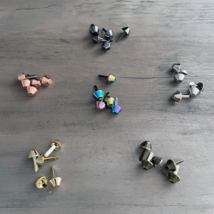 Purse Feet 12mm - 5 pcs, prong feet with washers for Hand Bag making metal purse bag bucket style feet rivets