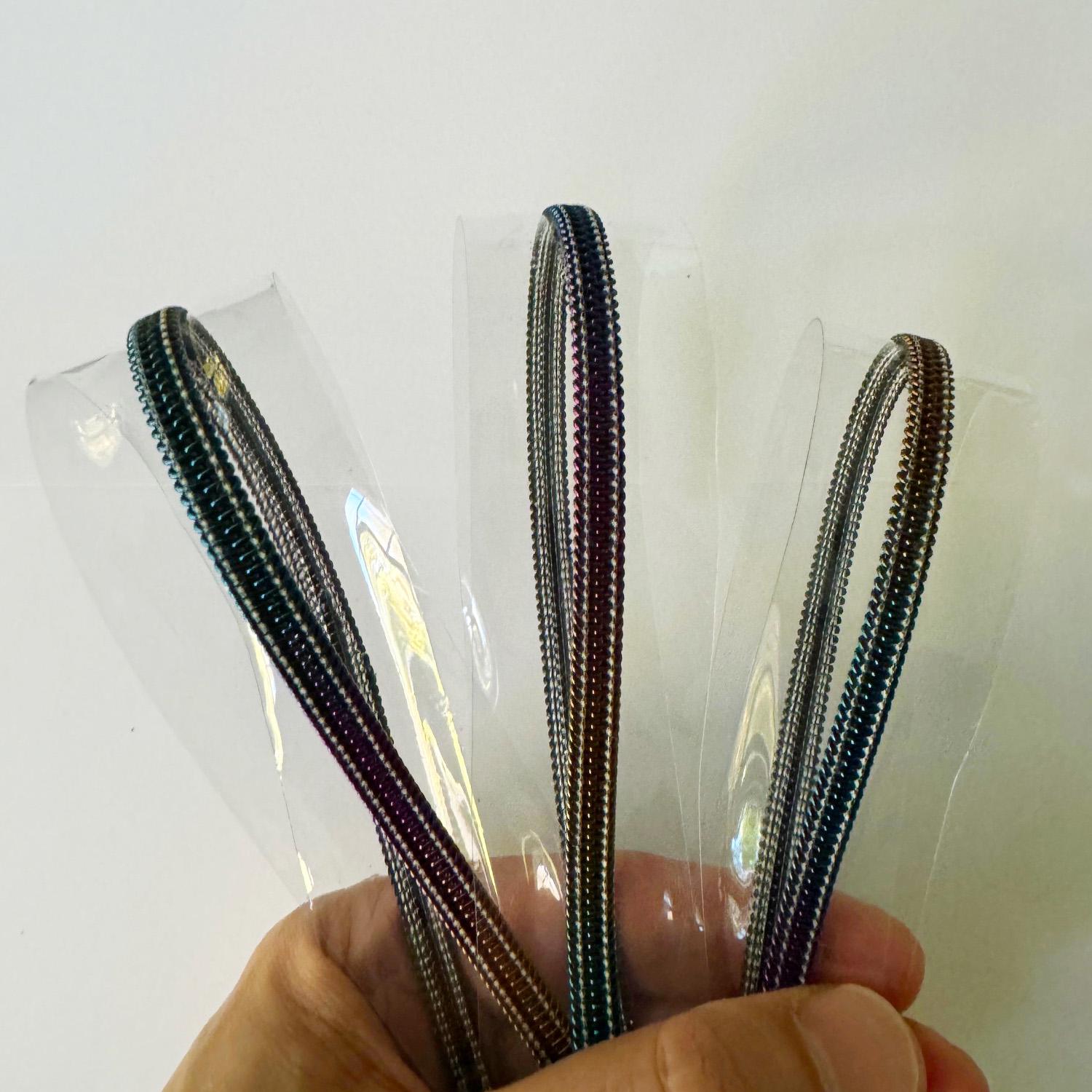 Clear Zipper Tape with Electro Rainbow Teeth by the yard size #5