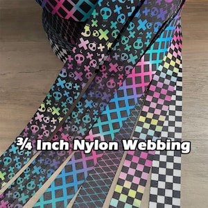 3/4 Inch Nylon Seat Belt Webbing By the yard - Specialty Patterns