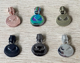 Skellington Zipper Pulls: Halloween Decor, #5 Nylon Zipper (5-Piece Set