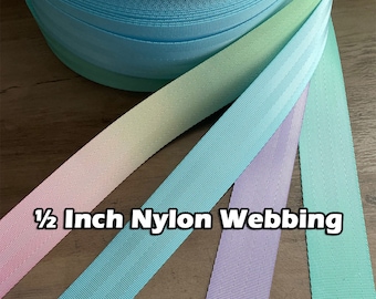 1/2 Inch Nylon Seat Belt Webbing By the yard - Pastel Colors