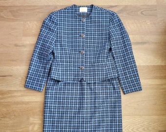 SOLD OUT! Vintage 1970s Pendleton Ladies Blue Plaid Wool Skirt Suit Set