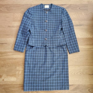 SOLD OUT! Vintage 1970s Pendleton Ladies Blue Plaid Wool Skirt Suit Set