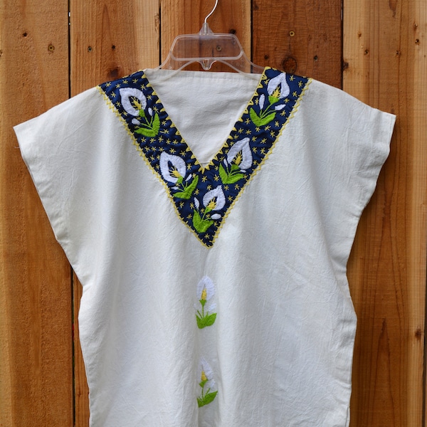 Vintage 1970s Homemade Floral Folk Shirt