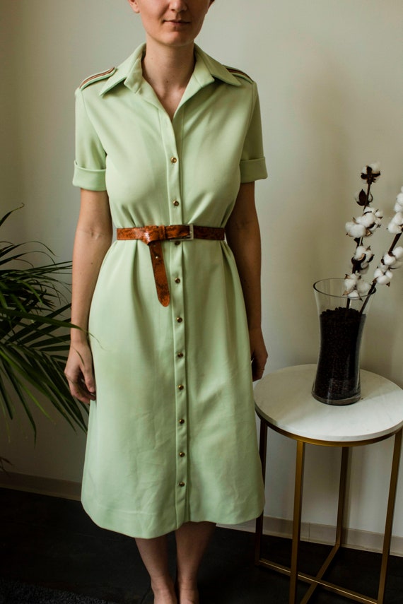 Vintage 1960s 1970s Lacoste Slime Lime Green Midi
