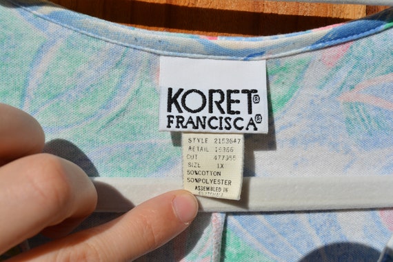 Vintage 1980s 1990s Koret Pastel Floral Banded Tee - image 3