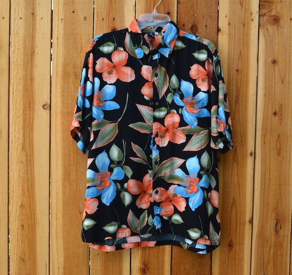 Vintage 1990s Hibiscus Collection Hawaiian Shirt - image 1