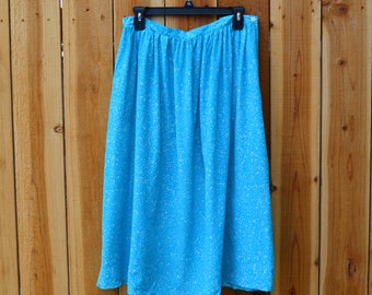 vintage années 1980 Chaus Teal Splatter Dot Silk Skirt