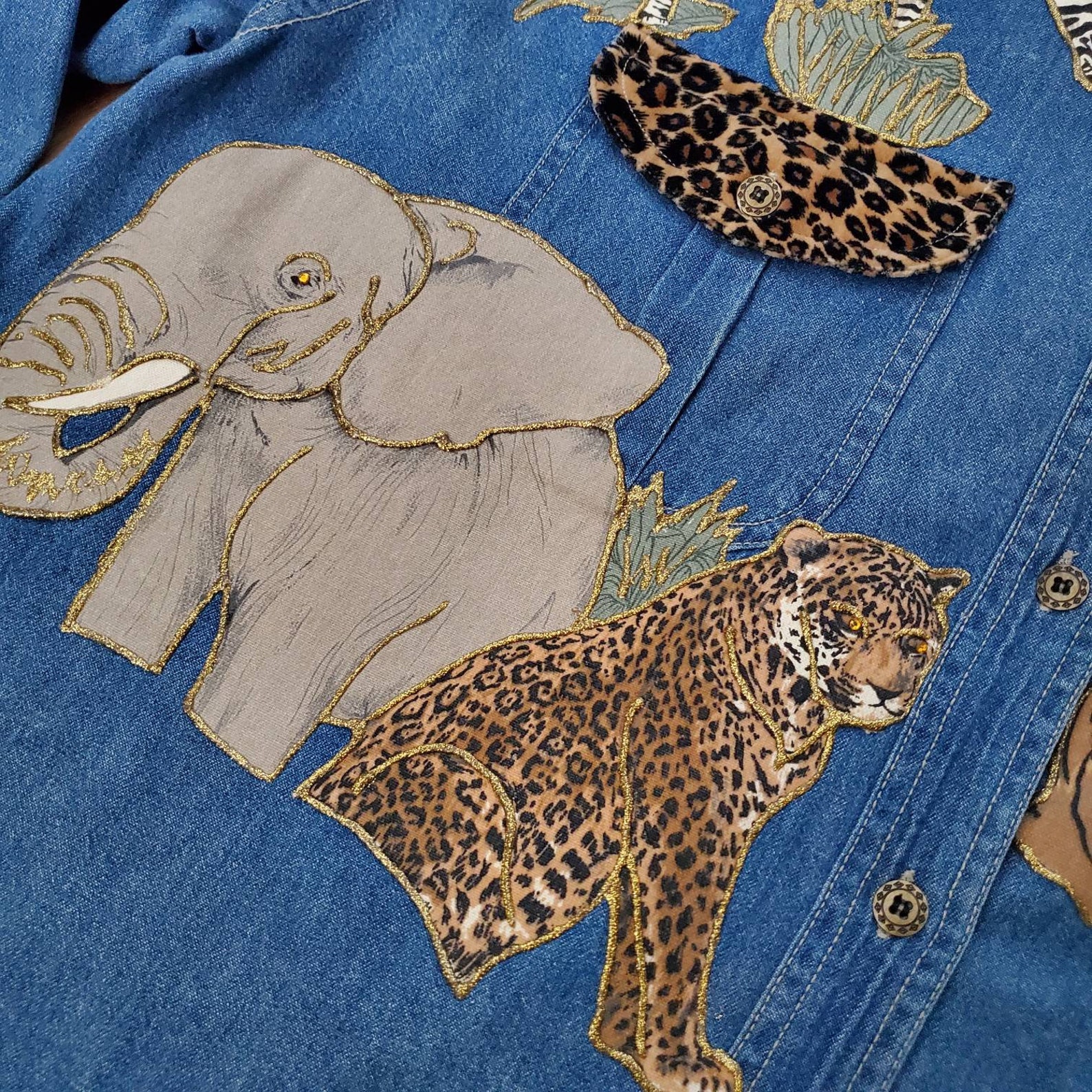 Vintage Y2K Crossroads Denim Shirt Jacket Jungle Animals | Etsy