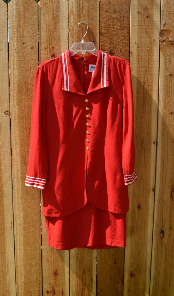 Vintage 1980s Lois Snyder Dani Max Red Sailor Lon… - image 2