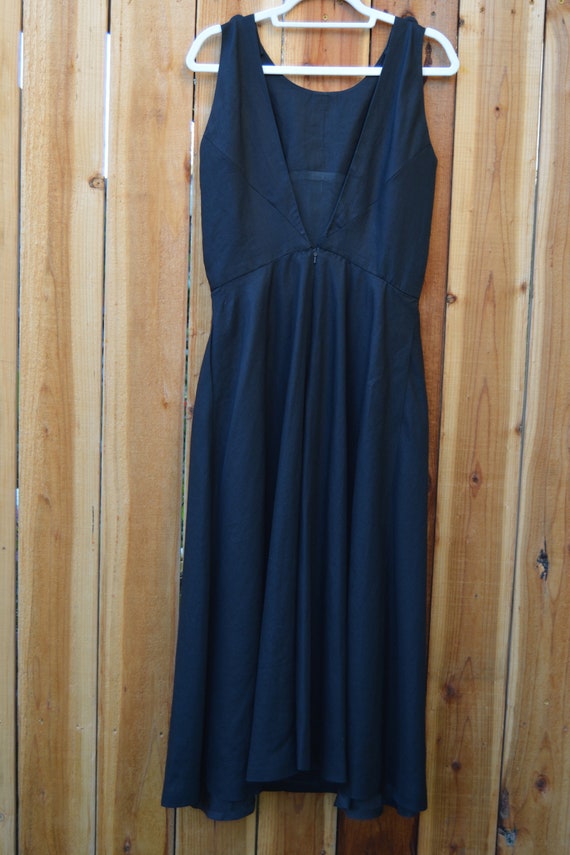 Vintage 1980s Carlisle Black Linen Sleeveless Max… - image 4