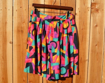 Vintage 1980s Kensington Square Abstract Colorful Skort Shorts