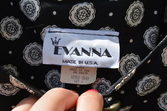 Vintage 1980s 1990s Evanna Black White Blouse - image 6