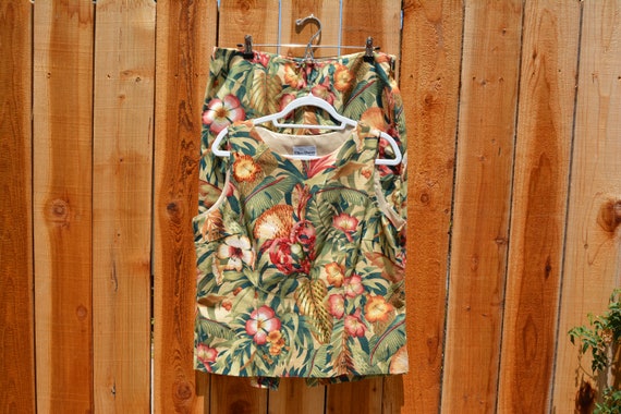 Vintage Y2K Ultra Dress Two Piece Hawaiian Print … - image 1