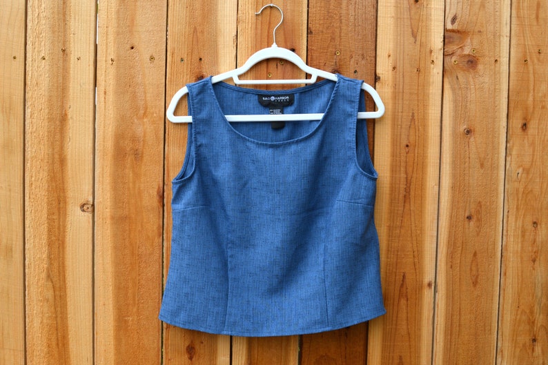 Vintage 1990s Sag Harbor Cropped Blue Sleeveless Top image 1