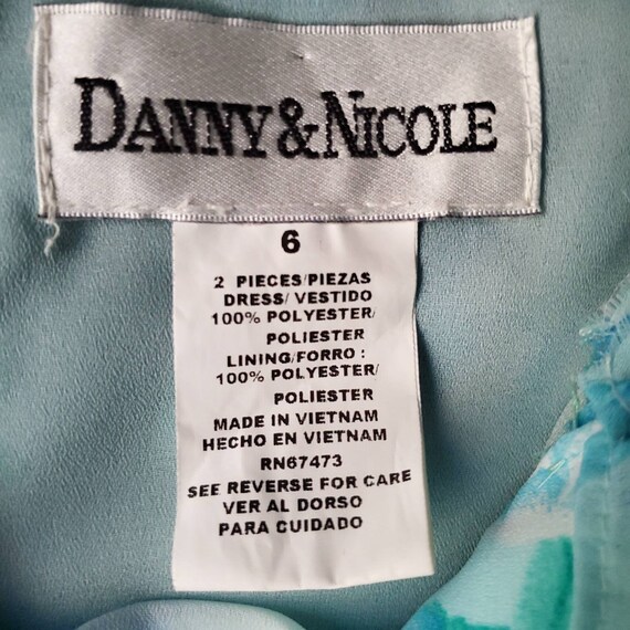 Vintage 1990s Danny & Nicole Blue Green Watercolo… - image 3
