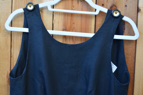 Vintage 1980s Carlisle Black Linen Sleeveless Max… - image 2