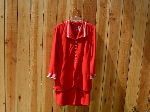 Vintage 1980s Lois Snyder Dani Max Red Sailor Lon… - image 1