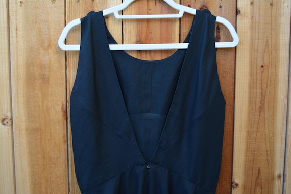 Vintage 1980s Carlisle Black Linen Sleeveless Max… - image 5