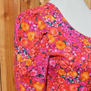 Vintage 1980s 1990s Homemade Pink Orange Floral Midi Dress image 3