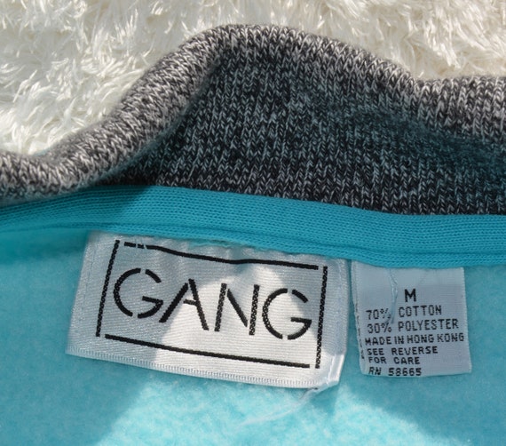 Vintage 1990s Gang Turquoise Popover Polo Henley … - image 4