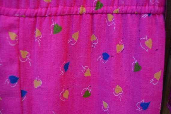 Vintage 1980s Hot Pink Linen Heart Print Dress - image 7