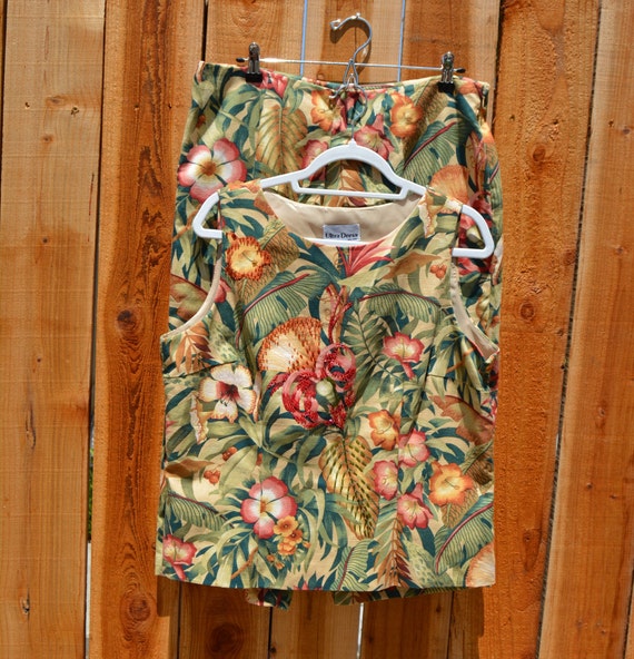 Vintage Y2K Ultra Dress Two Piece Hawaiian Print … - image 2