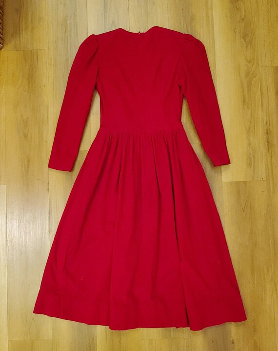 Vintage 1980s Homemade Red Corduroy Drop Waist Dr… - image 2