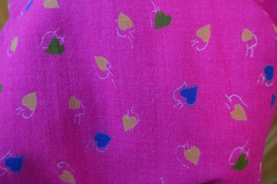 Vintage 1980s Hot Pink Linen Heart Print Dress - image 9