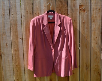 Vintage 1990s Classic Dimensions Mauve Silk Blazer